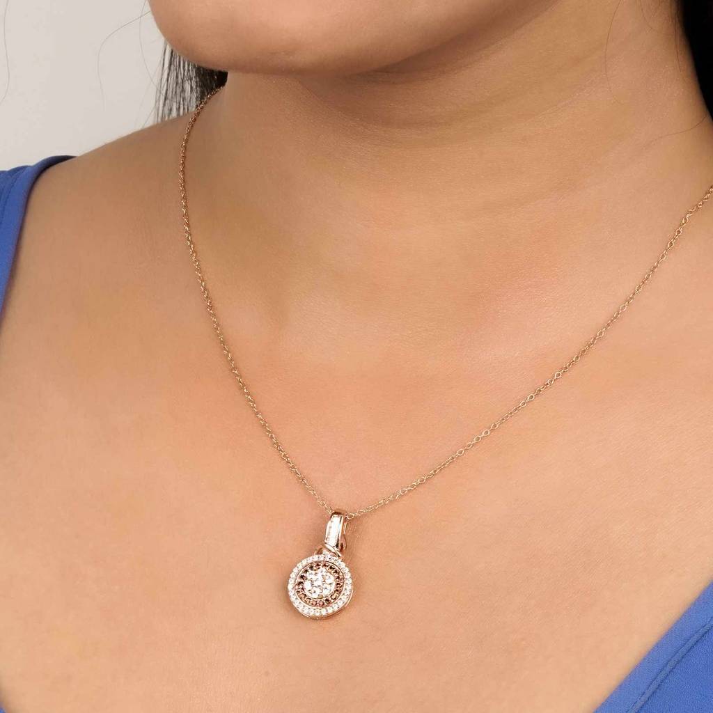 Rose Gold Cluster Pendant Necklace : ZLP-1089