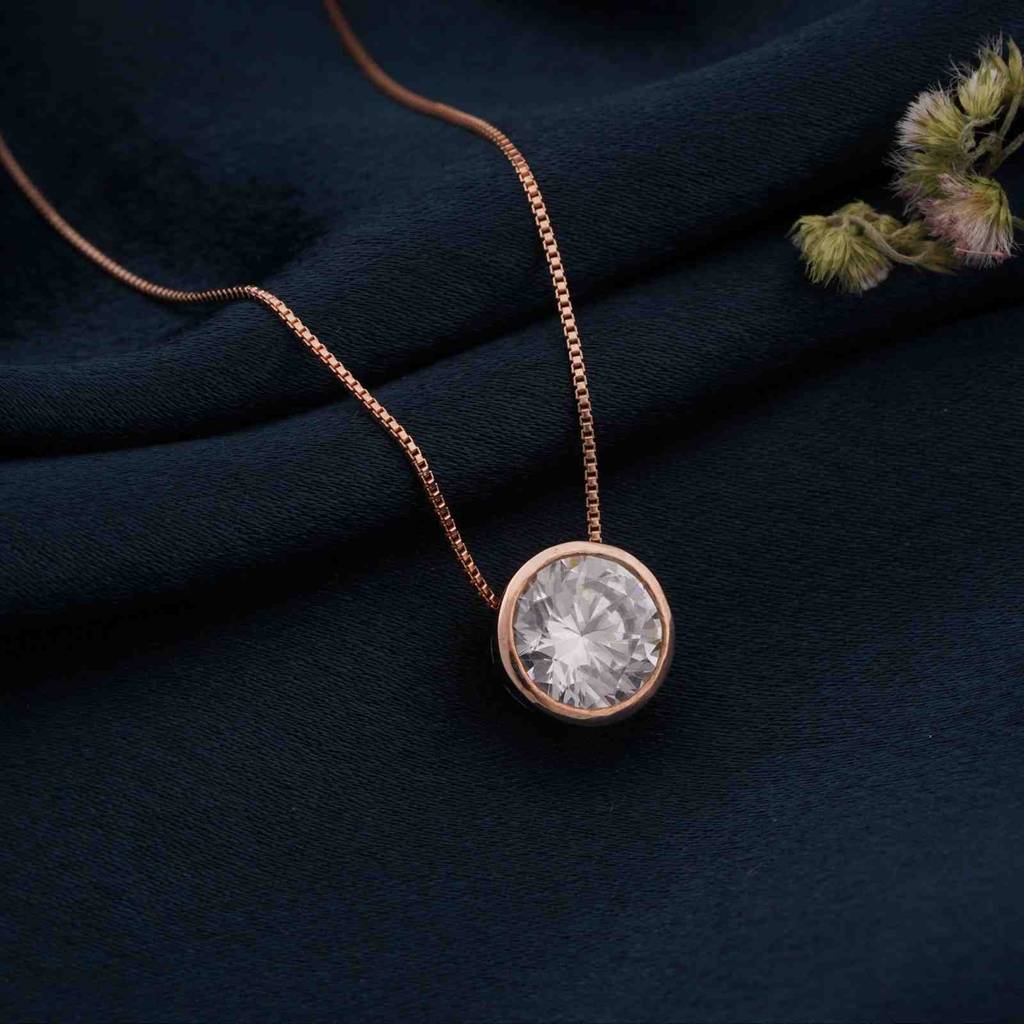 Rose Gold Classic Solitaire Bezel Pendant : ZLP-1090Y