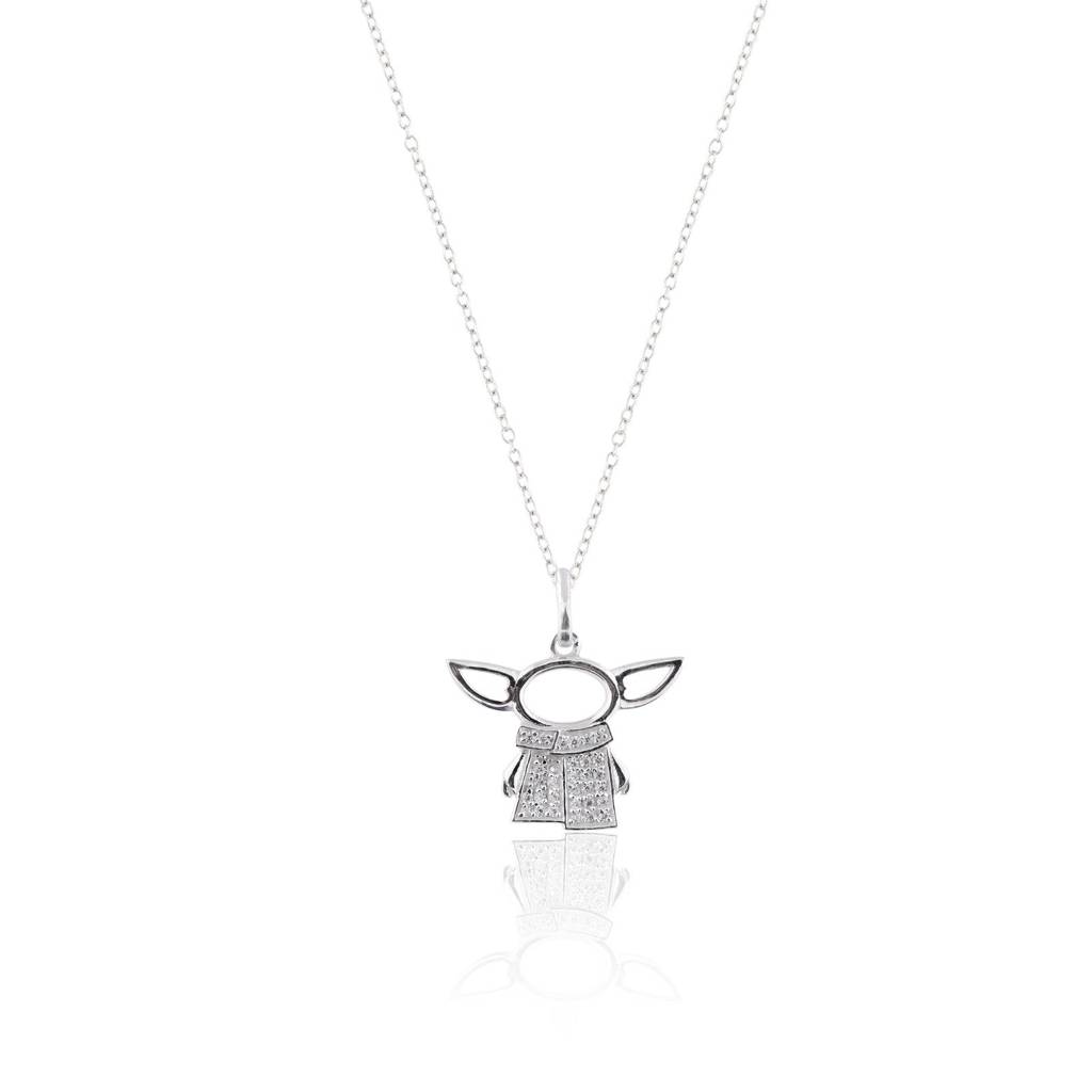 Silver Star Wars Baby Yoda Grogu Pendant : ZLP-1092