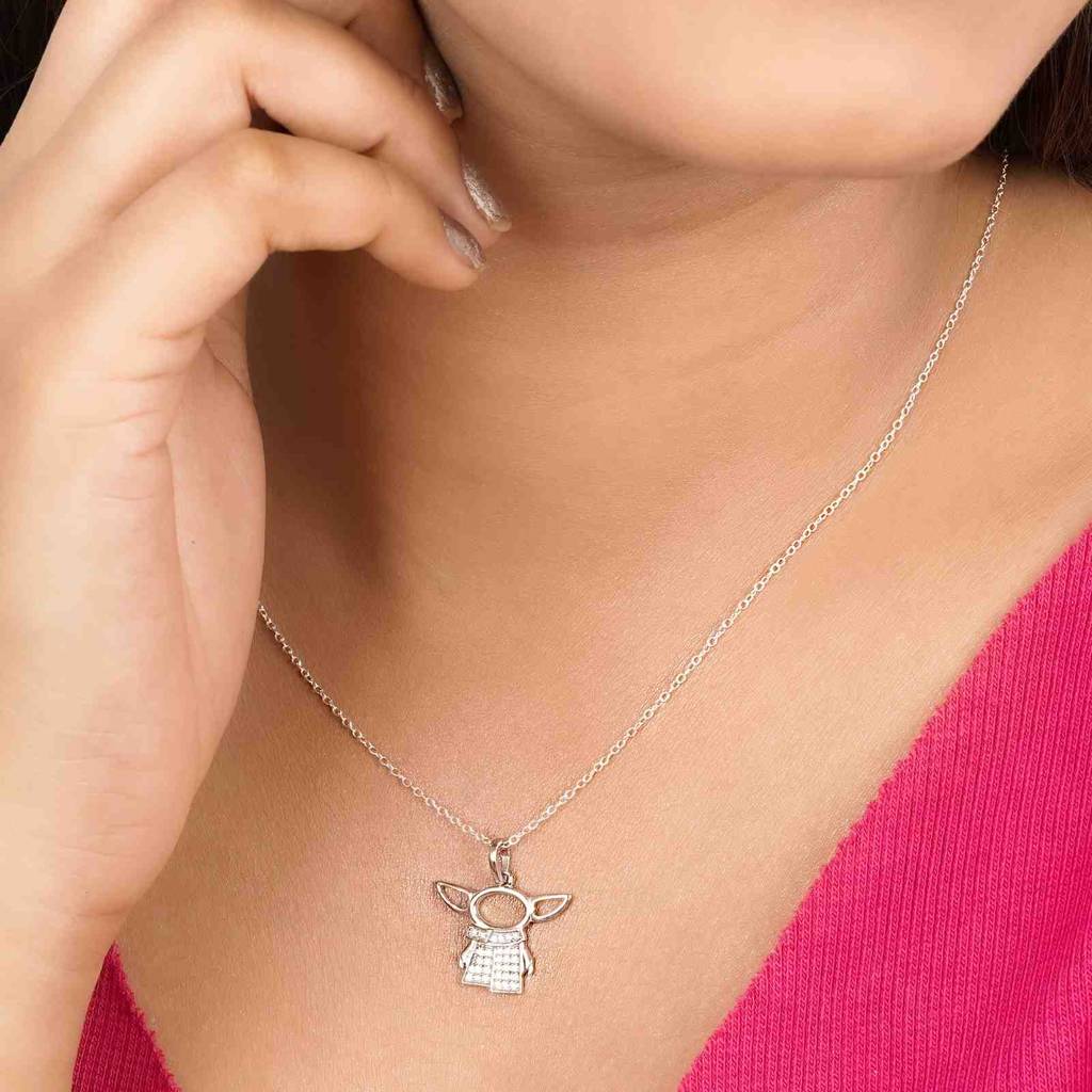 Silver Star Wars Baby Yoda Grogu Pendant : ZLP-1092