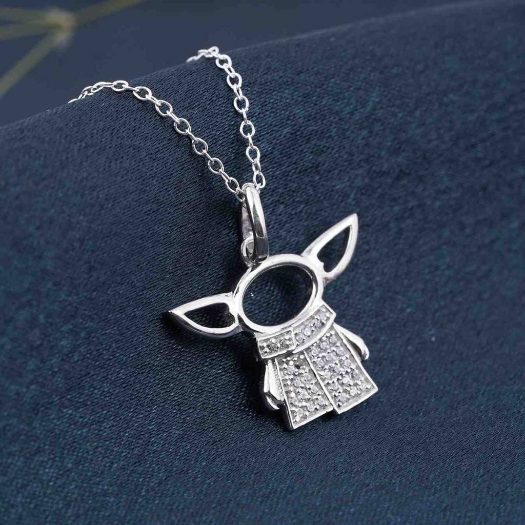 Silver Star Wars Baby Yoda Grogu Pendant : ZLP-1092