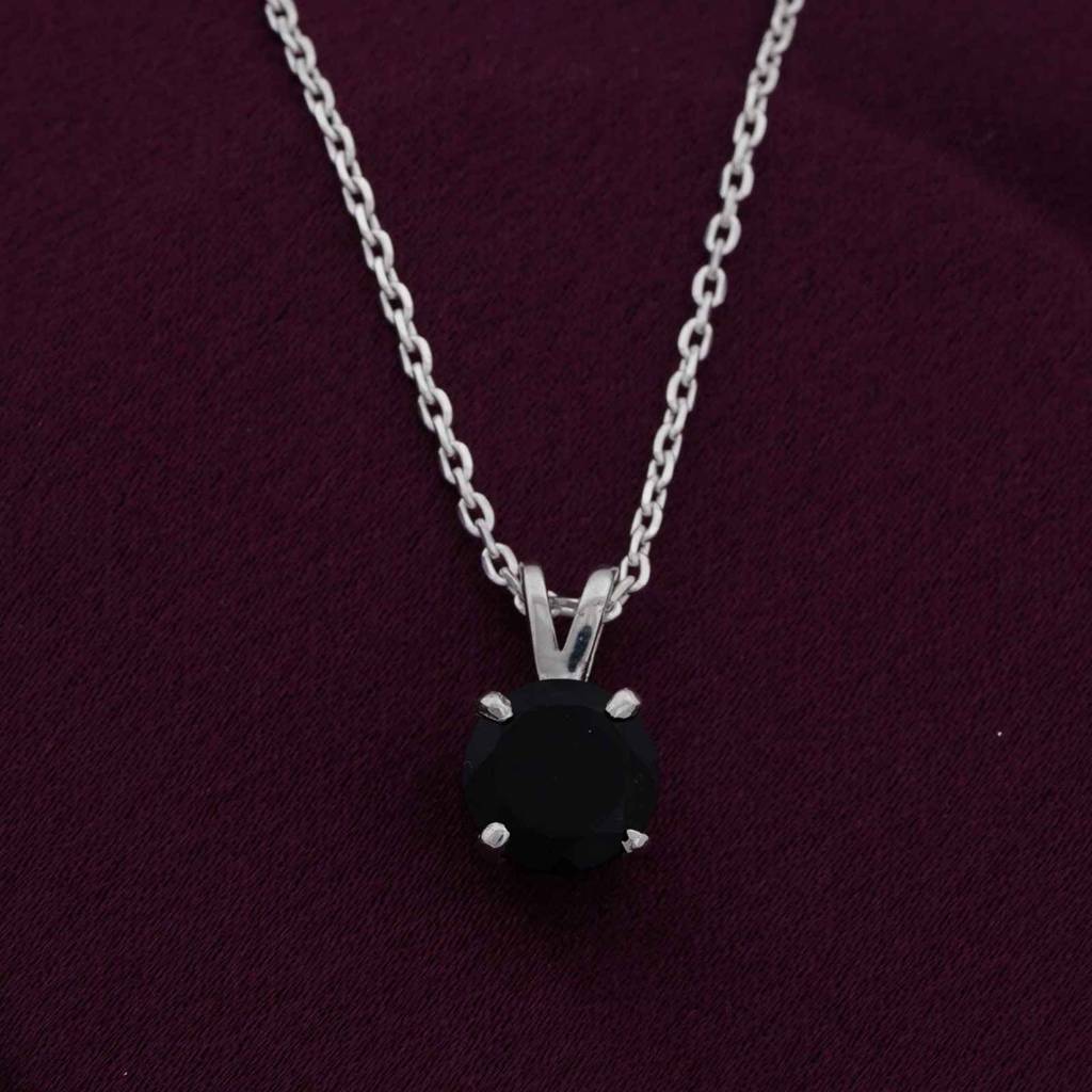 Silver Black Diamond Spherical Pendant : ZLP-1094