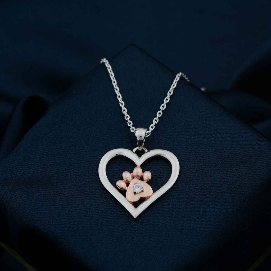 Heart Paw Two Tone Pendant : ZLP-1095