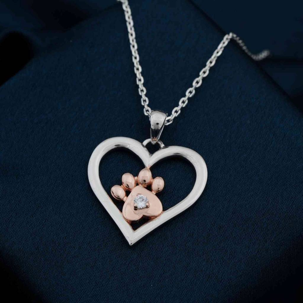 Heart Paw Two Tone Pendant : ZLP-1095