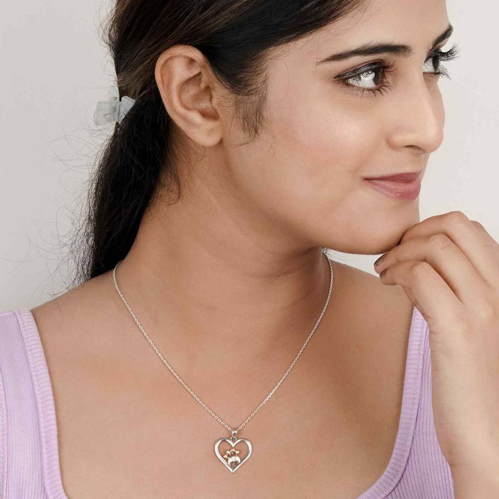 Heart Paw Two Tone Pendant : ZLP-1095
