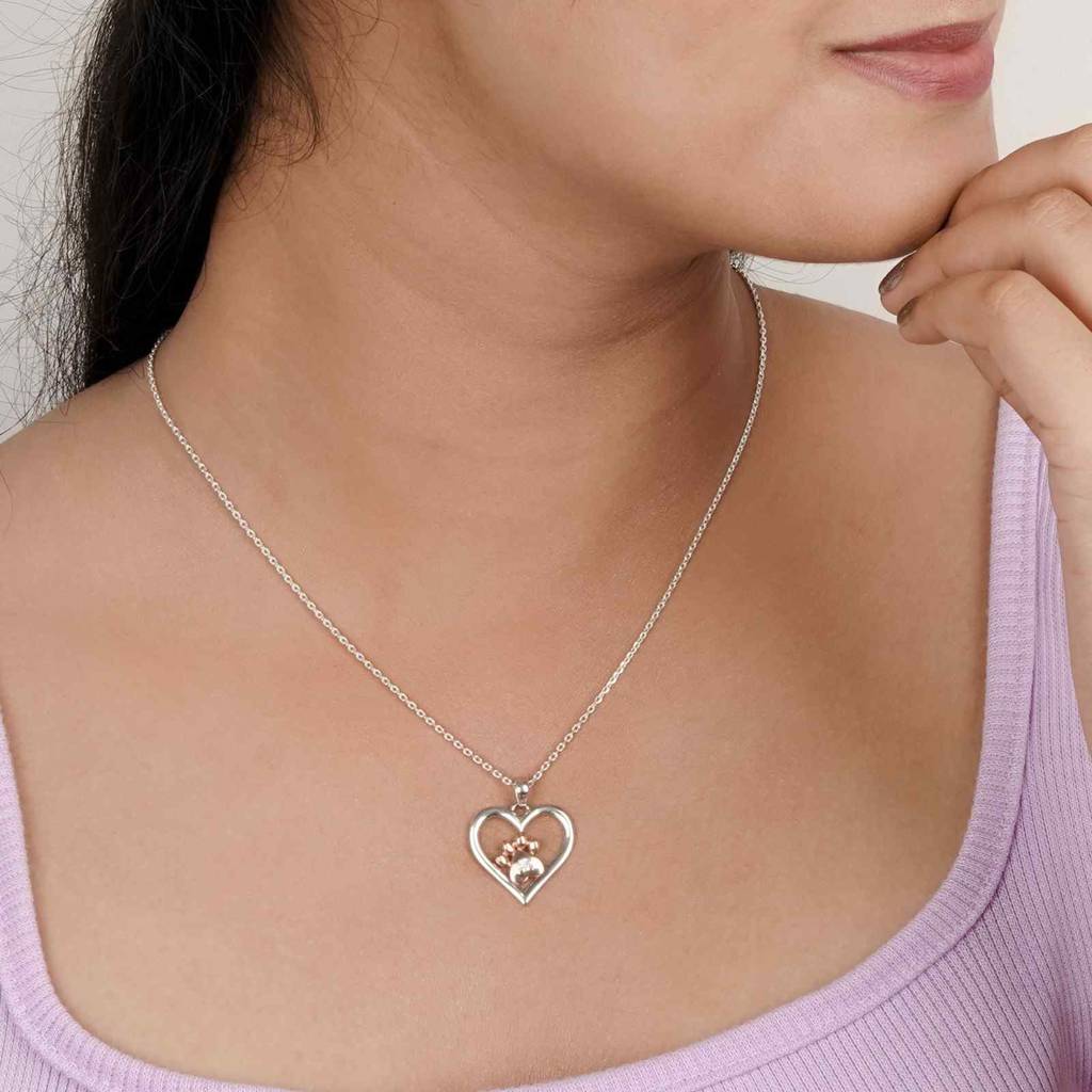 Heart Paw Two Tone Pendant : ZLP-1095
