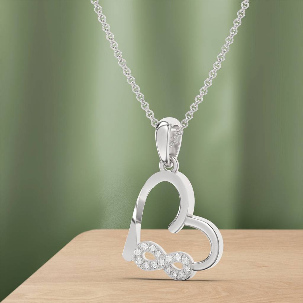 Silver Heart Infinity Zircon Pendant : ZLP-1097