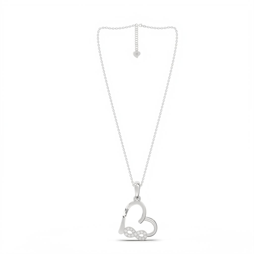 Silver Heart Infinity Zircon Pendant : ZLP-1097