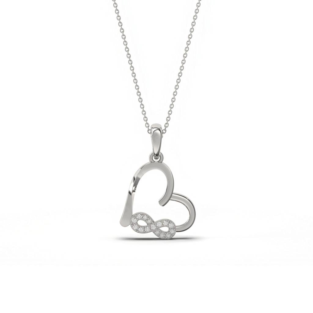 Silver Heart Infinity Zircon Pendant : ZLP-1097