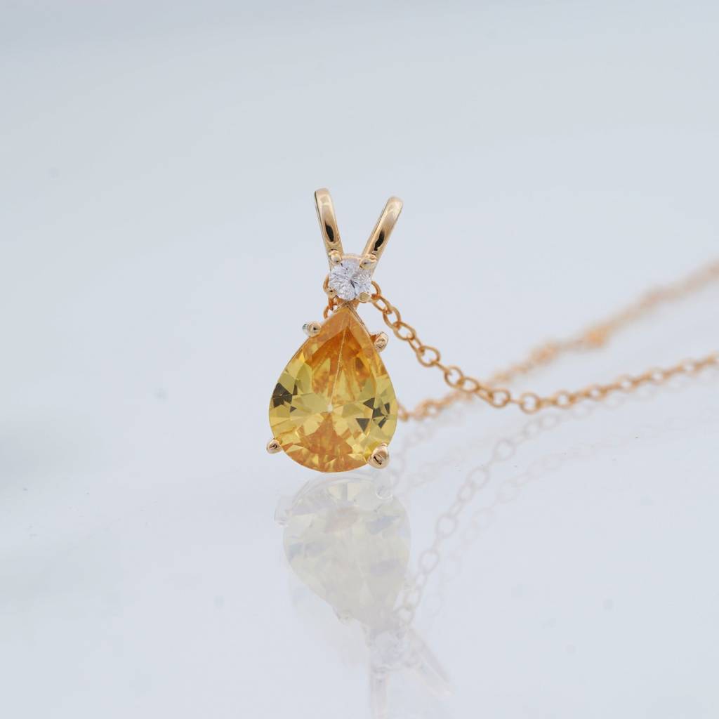 Rose Gold Pear Citrine Pendant : ZLP-1067