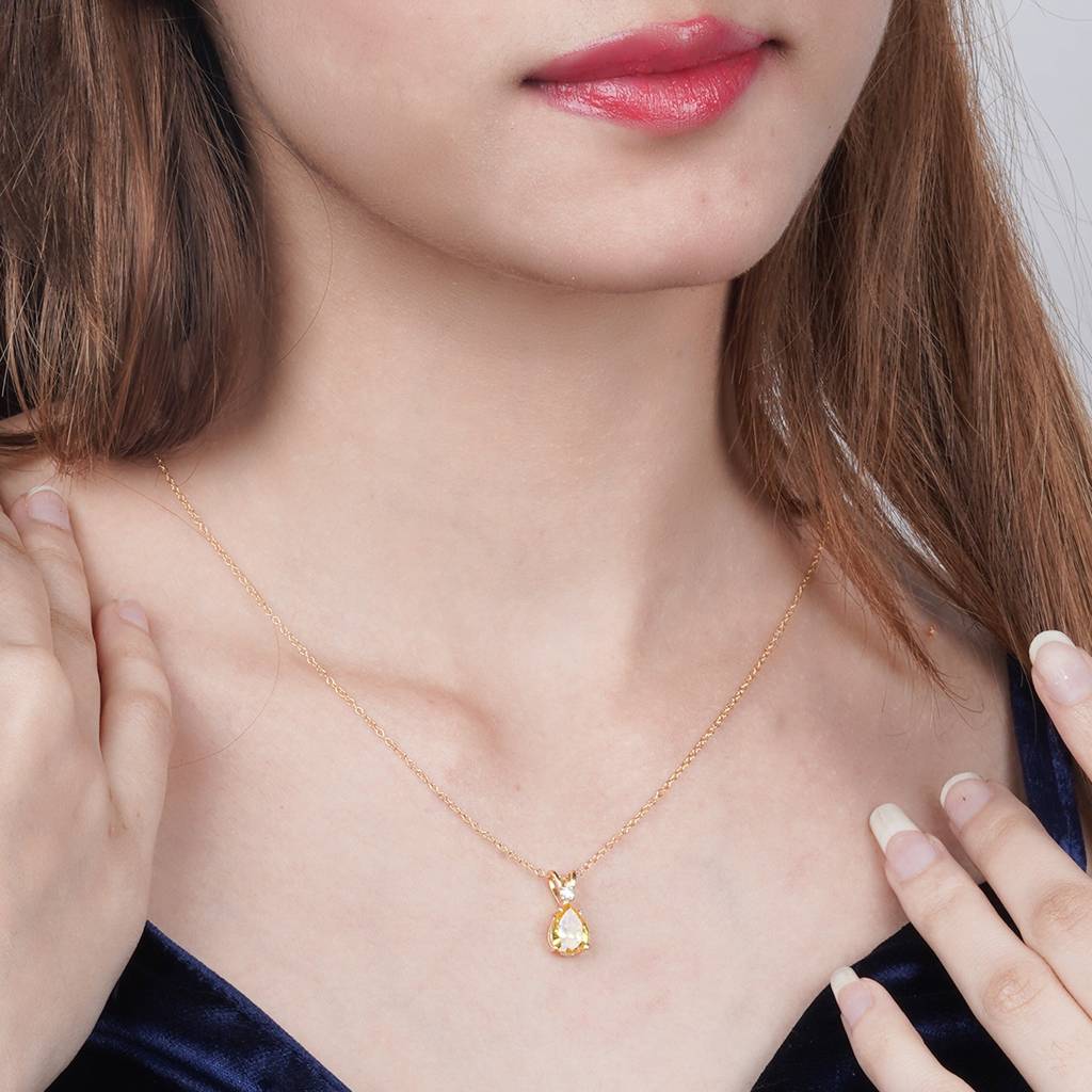 Rose Gold Pear Citrine Pendant : ZLP-1067