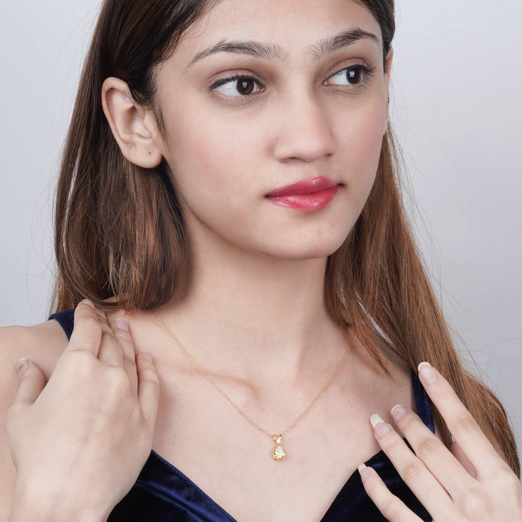 Rose Gold Pear Citrine Pendant : ZLP-1067