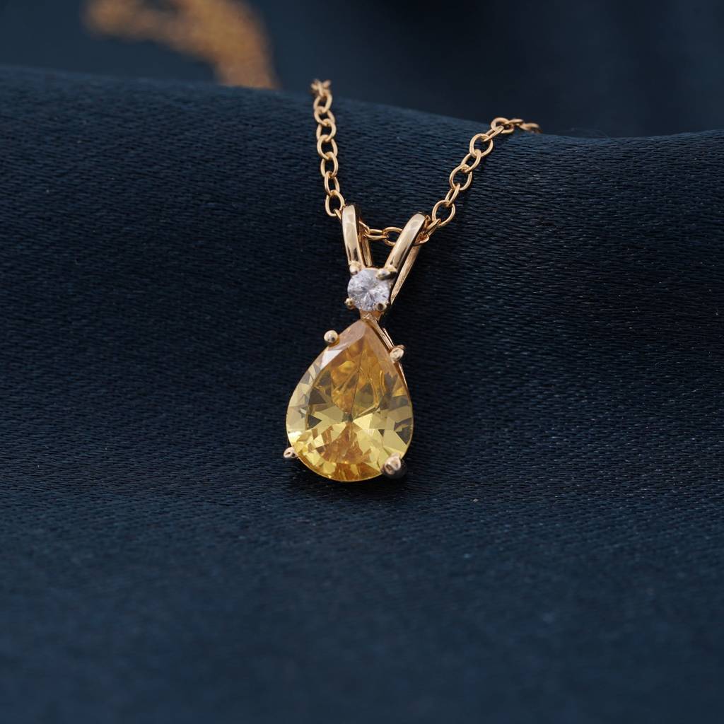 Rose Gold Pear Citrine Pendant : ZLP-1067