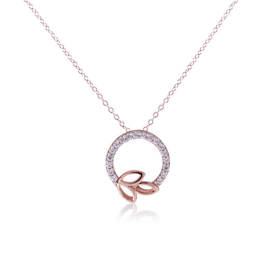 Rose Gold Diamond Vine Circle Pendant : ZLP-1069
