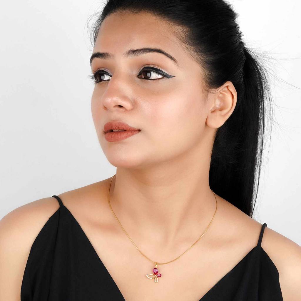 Golden Butterfly Ruby Pendant : ZLP-1103Y