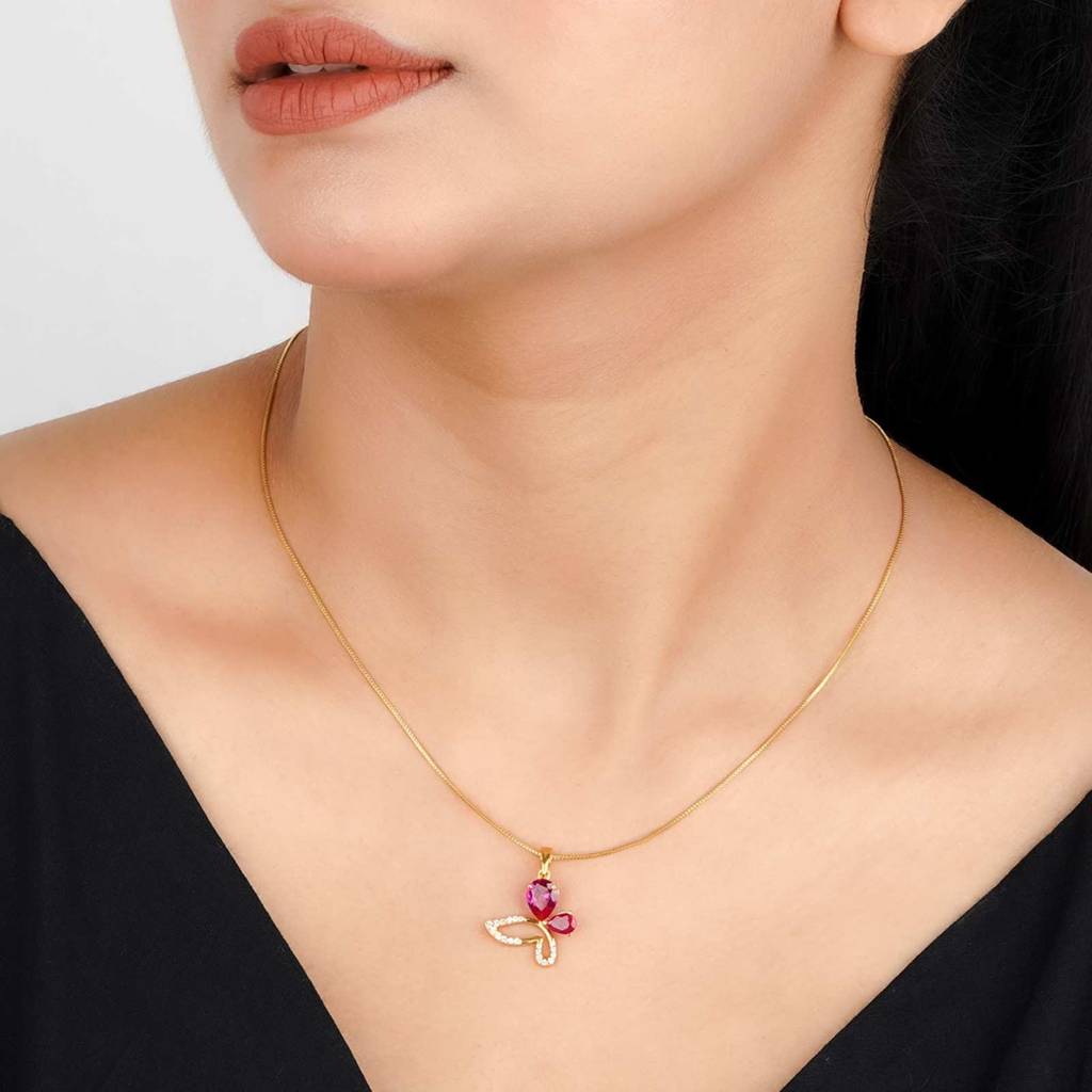 Golden Butterfly Ruby Pendant : ZLP-1103Y