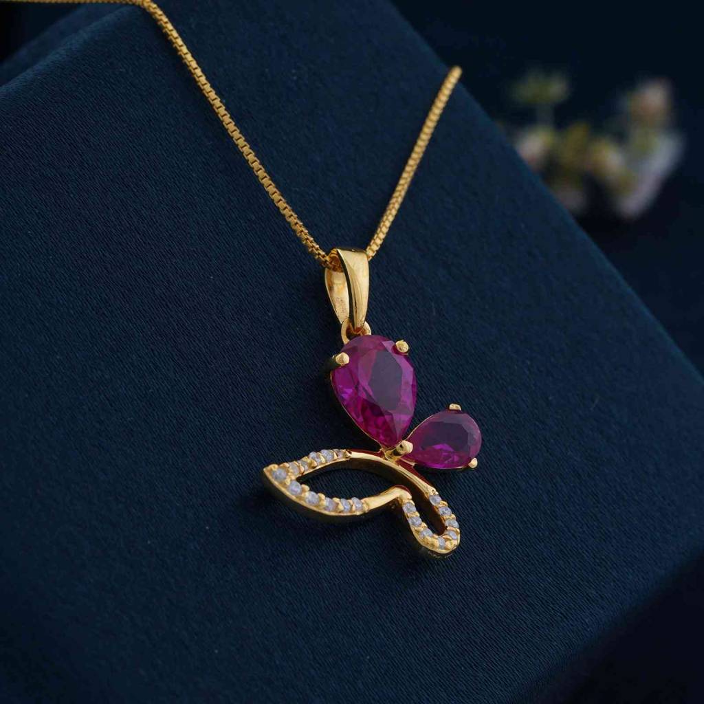 Golden Butterfly Ruby Pendant : ZLP-1103Y