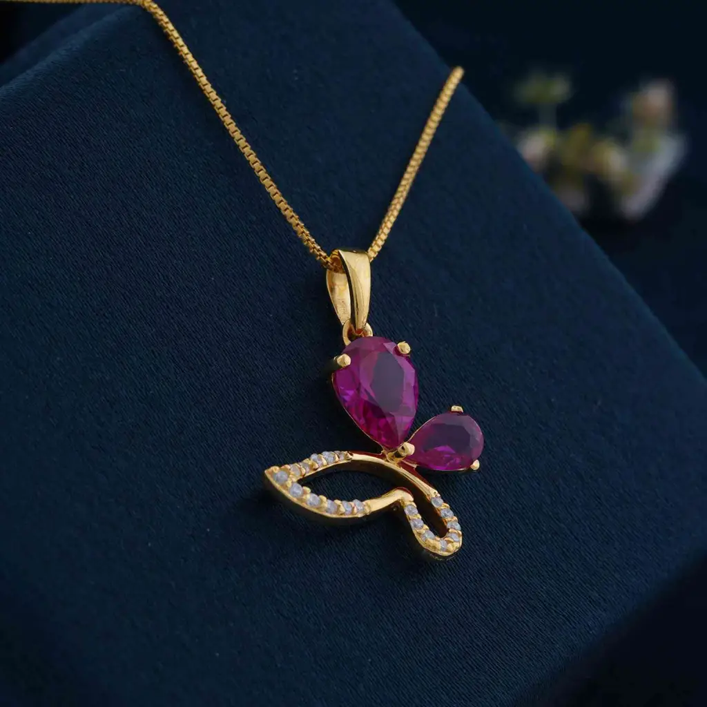 Golden Butterfly Ruby Pendant