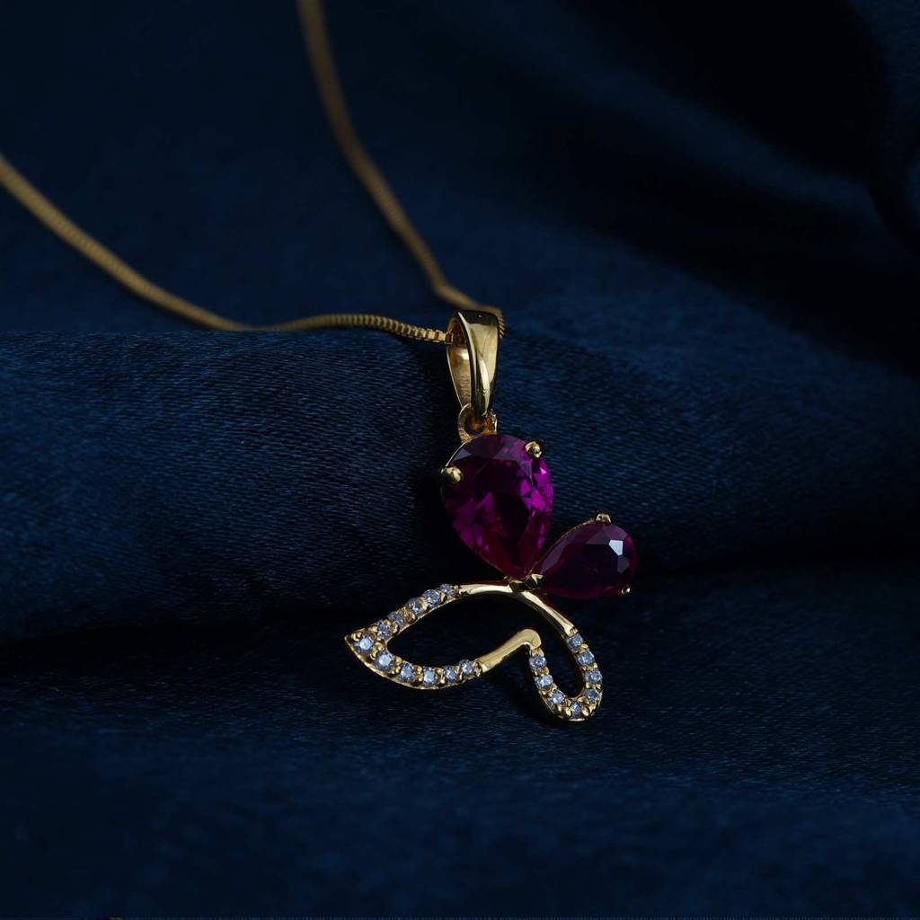 Golden Butterfly Ruby Pendant : ZLP-1103Y