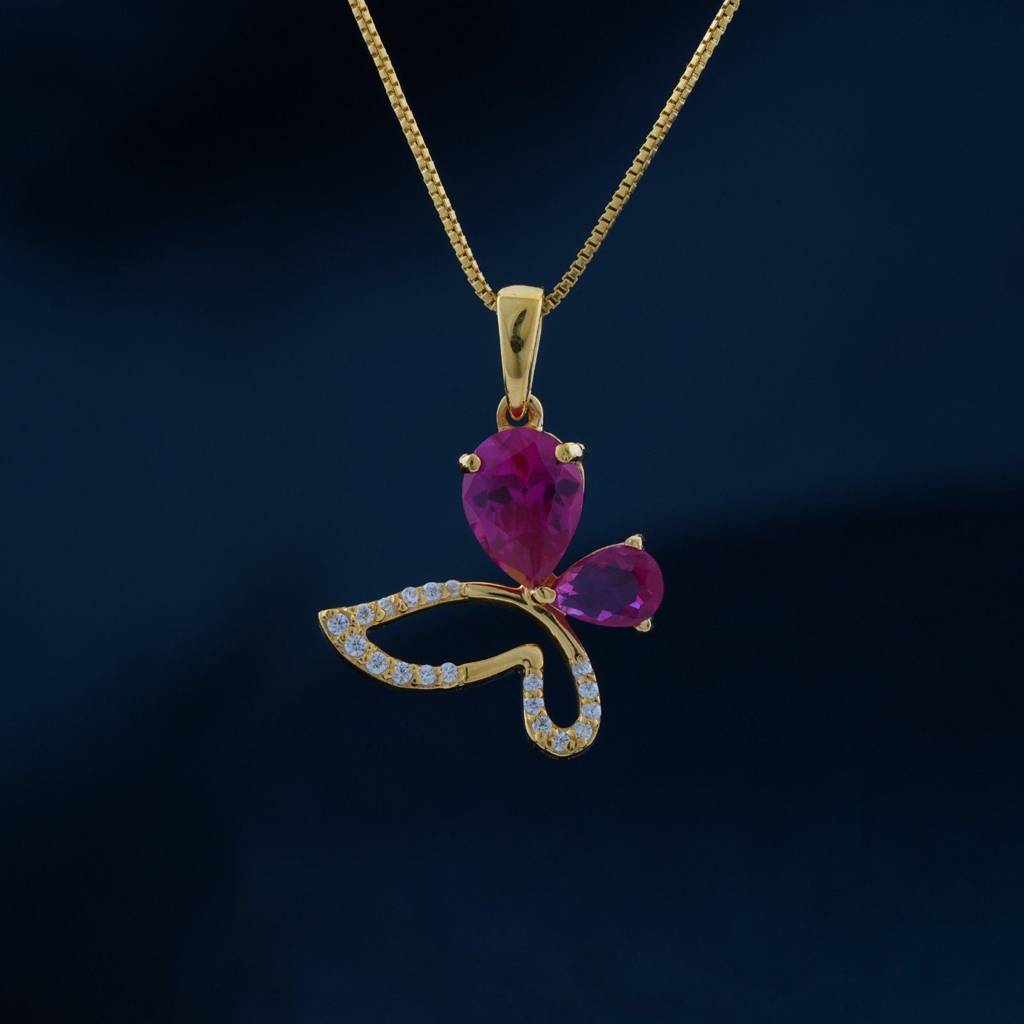 Golden Butterfly Ruby Pendant : ZLP-1103Y