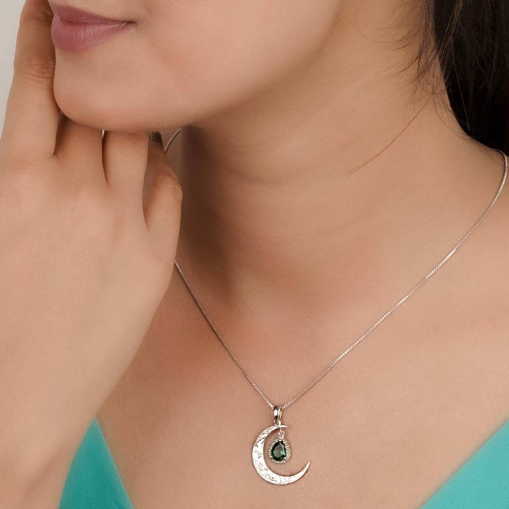 Silver Eclipse Crescent Moon Pendant : ZLP-1104