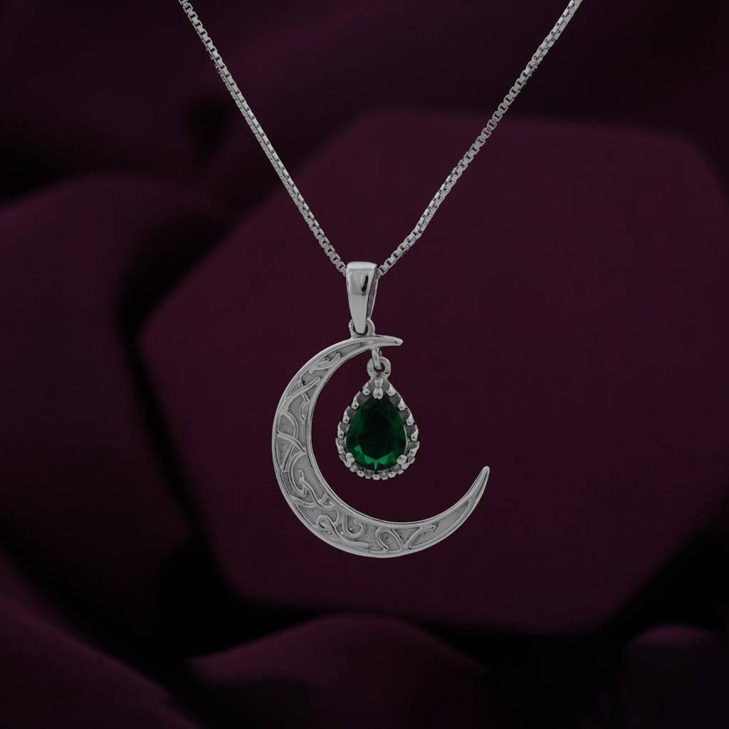 Silver Eclipse Crescent Moon Pendant : ZLP-1104