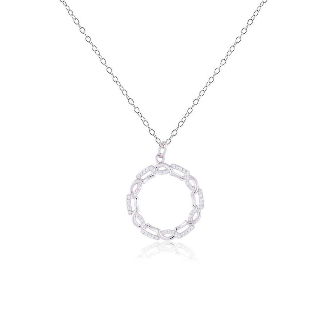 Silver Circle Zircon Studded Pendant : ZLP-1072