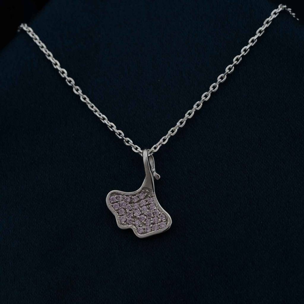 Silver Ginko Leaf Pendant With Chain : ZLP-1108