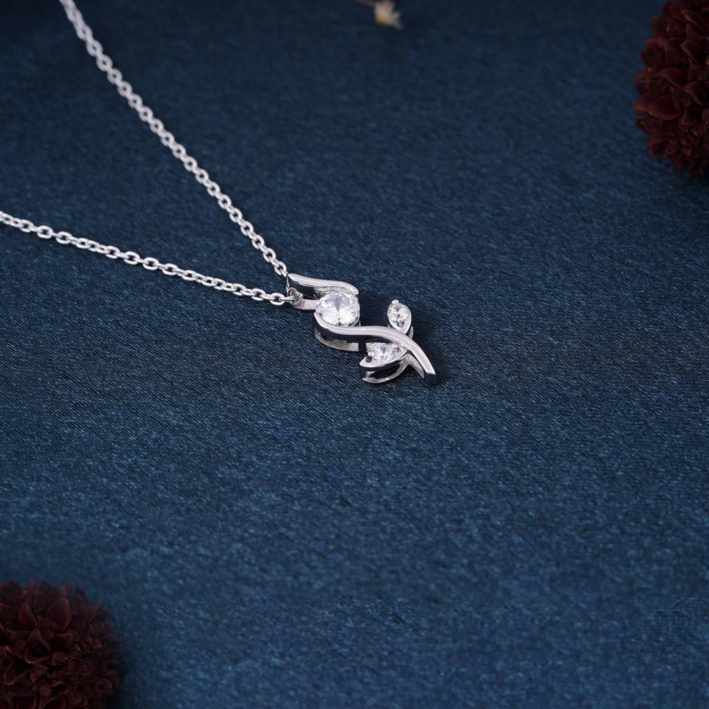 Silver Growing Plant Minimalist Pendant : ZLP-1076