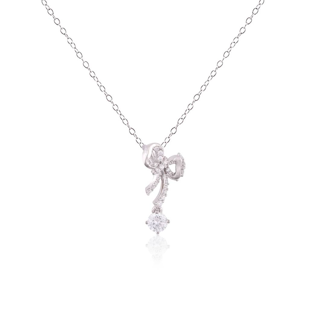 Silver Bow Knot Pendant : ZLP-1081