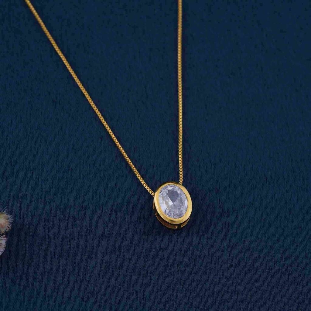 Golden Oval Classic Solitaire Bezel Pendant : ZLP-1114Y