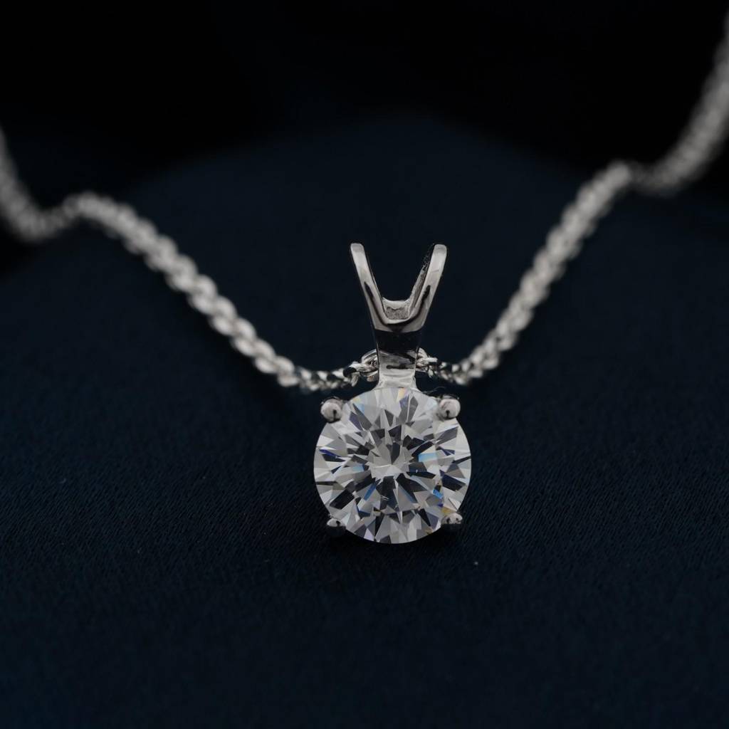 Silver Round Classic Pendant With Chain : ZLP-1115