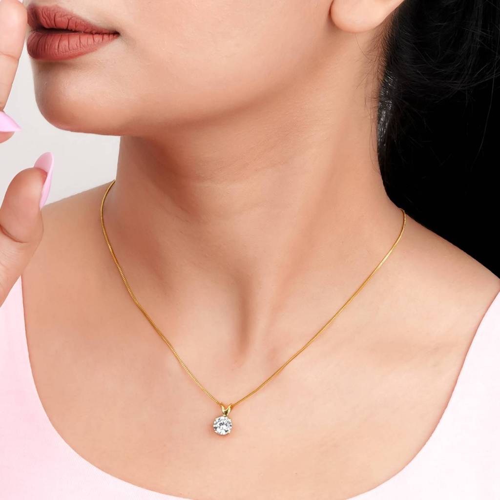 Golden Round Classic Pendant With Chain : ZLP-1115Y