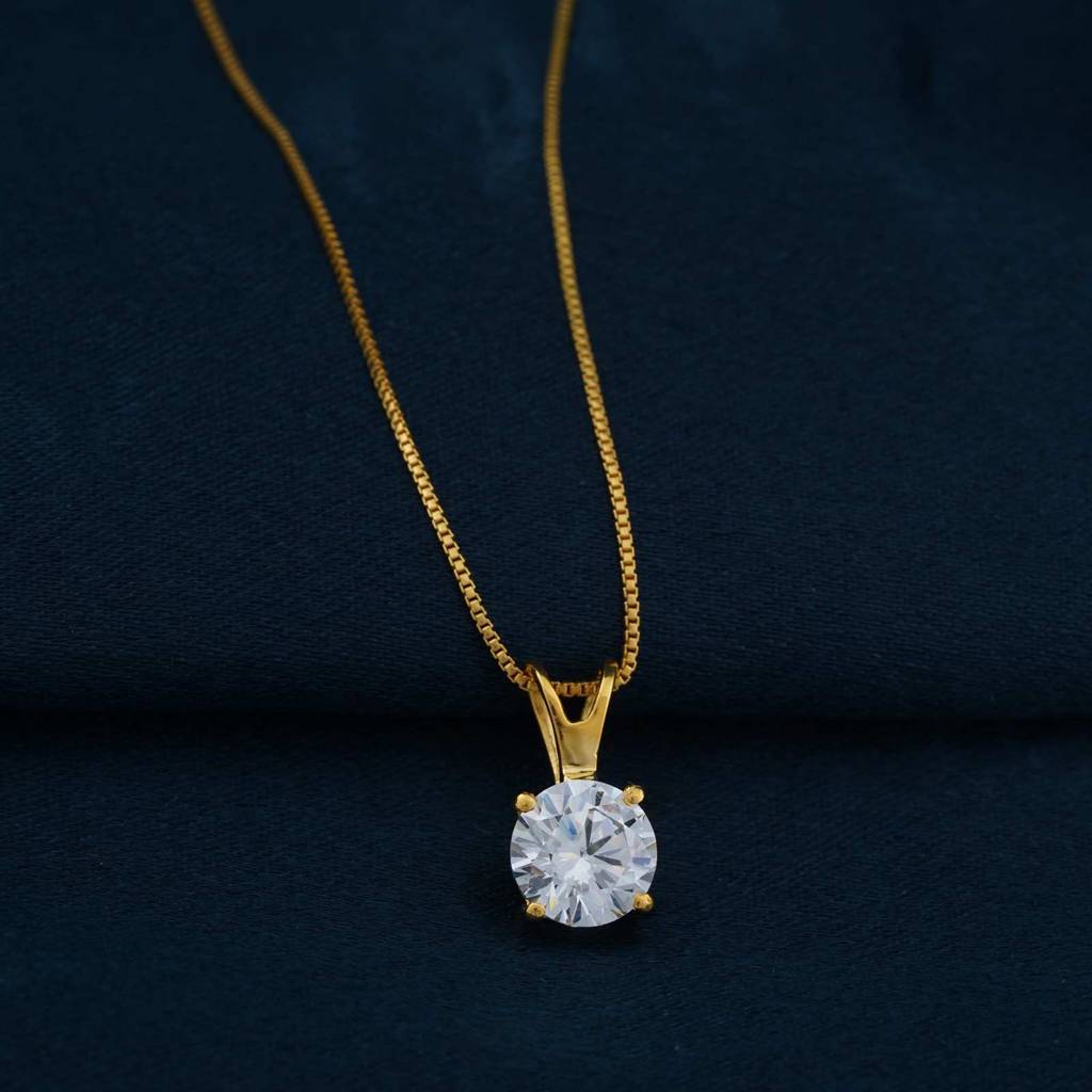 Golden Round Classic Pendant With Chain : ZLP-1115Y