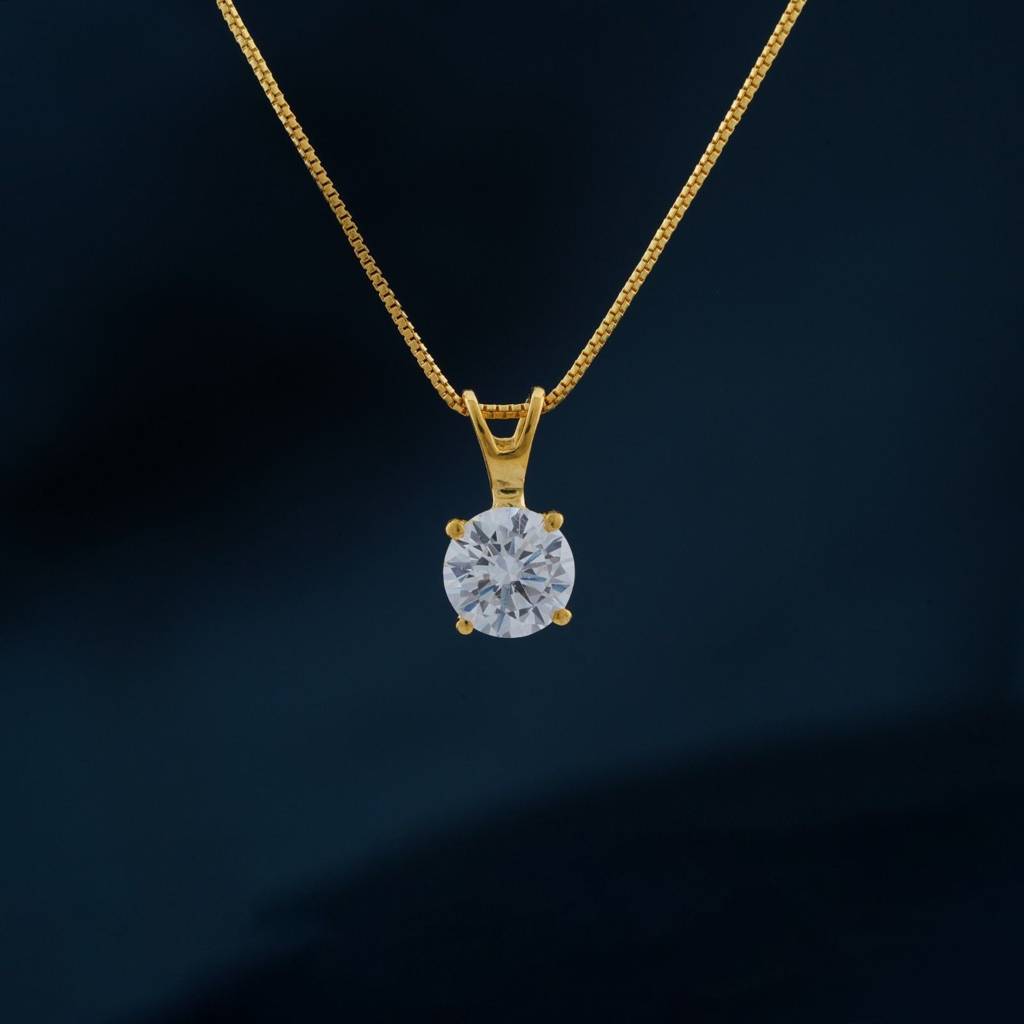 Golden Round Classic Pendant With Chain : ZLP-1115Y
