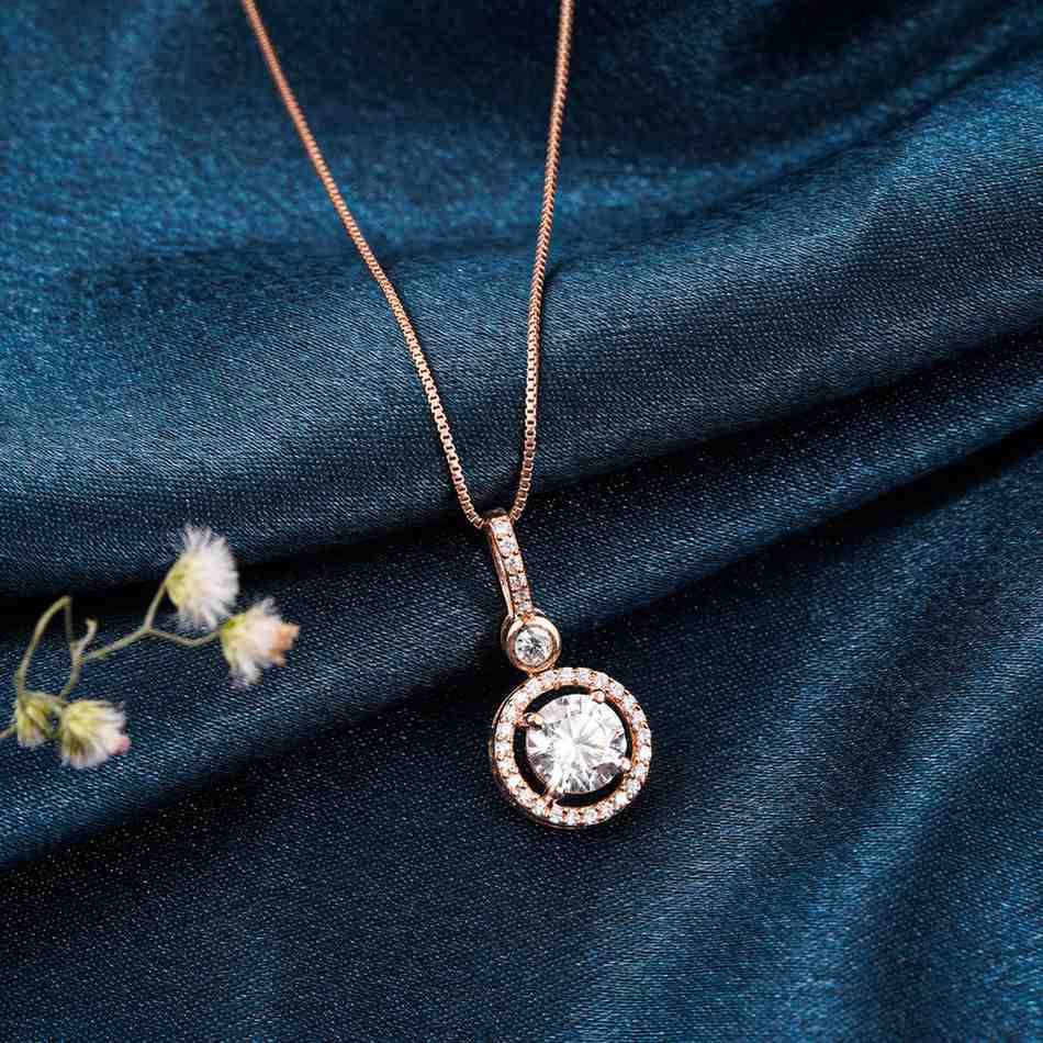 Rose Gold Drizzle Halo Pendant : ZLP-1126R