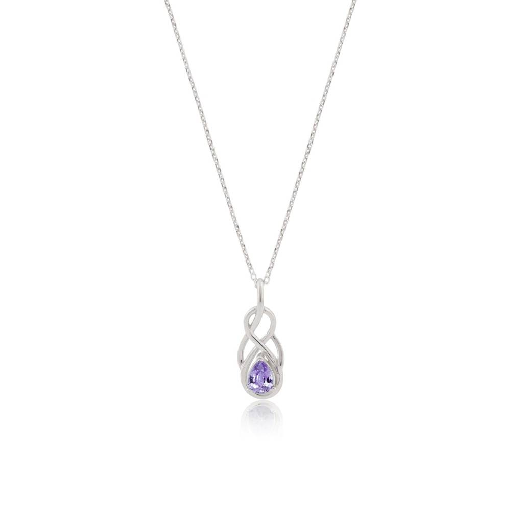 Silver Sapphire Infinity Knot Pendant : ZLP-1129