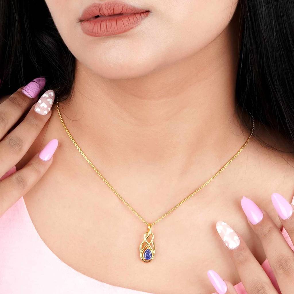 Golden Sapphire Infinity Knot Pendant : ZLP-1129Y