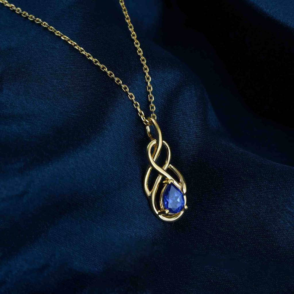 Golden Sapphire Infinity Knot Pendant : ZLP-1129Y