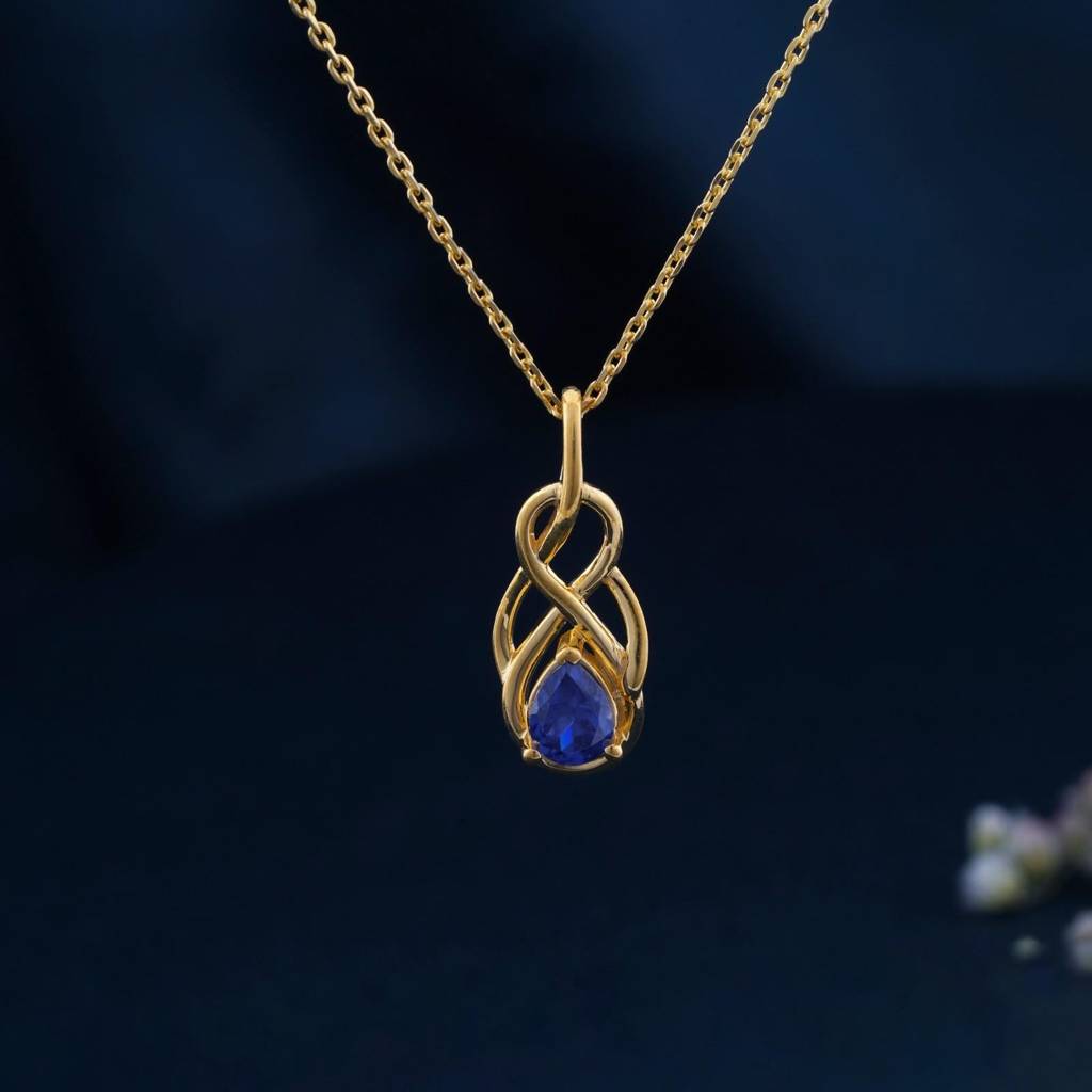 Golden Sapphire Infinity Knot Pendant : ZLP-1129Y