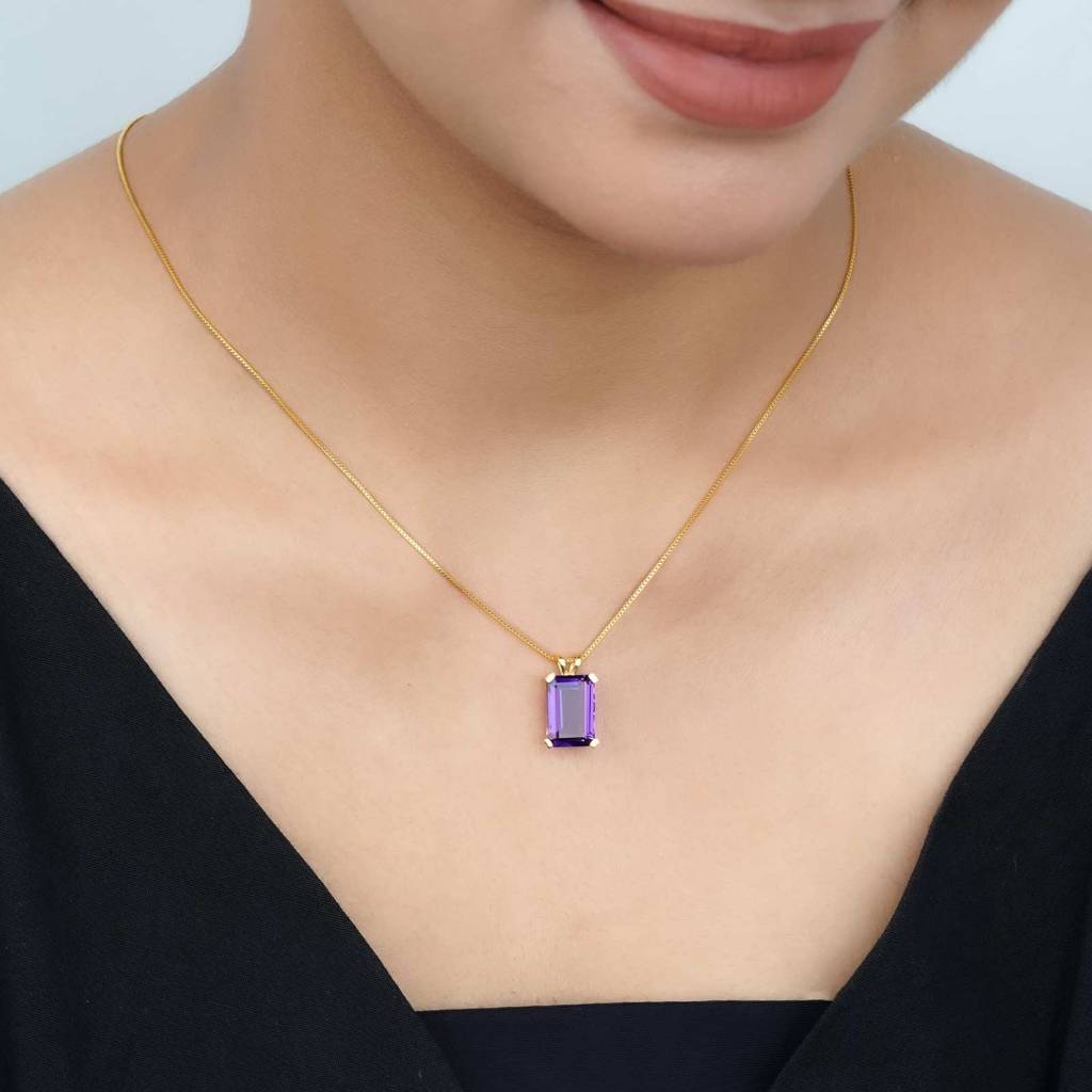 Golden Amethyst Minimalist Pendant : ZLP-1130Y