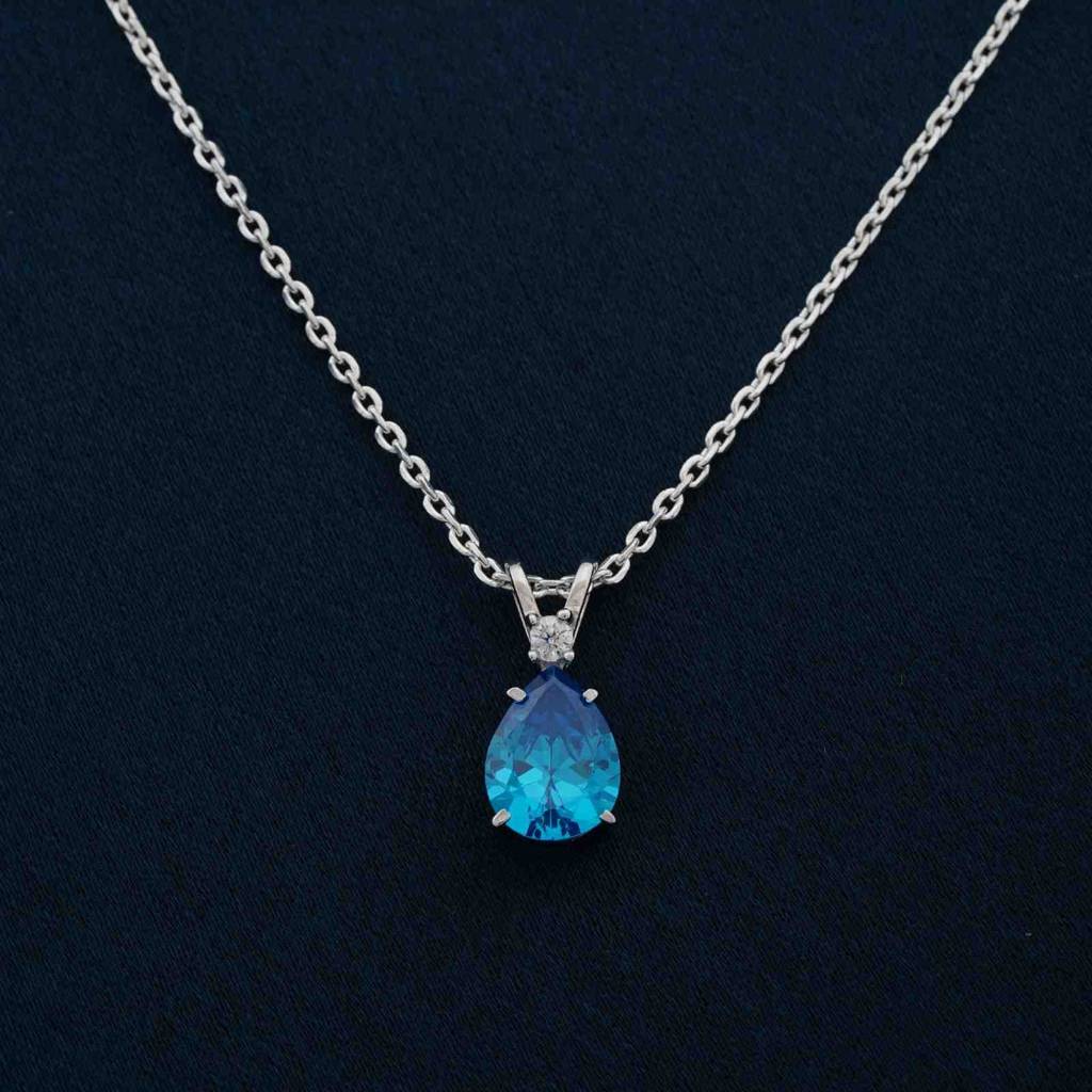 Silver Teardrop Topaz Pendant : ZLP-1131