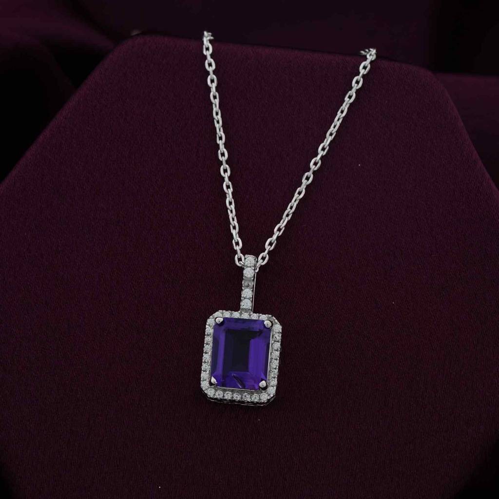 Silver Midnight Blue Sapphire Pendant : ZLP-1134