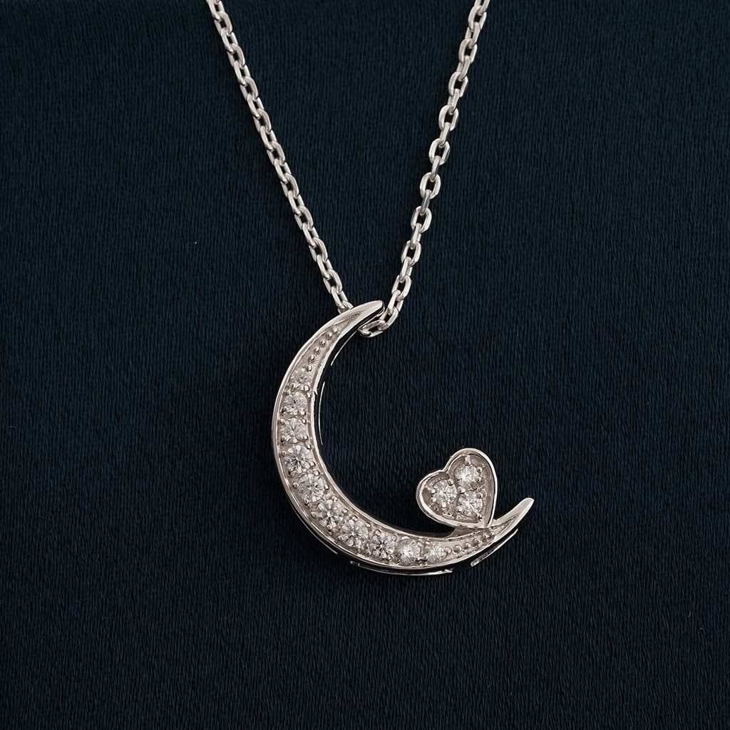 Silver Moon To Heart Necklace : ZLP-1138
