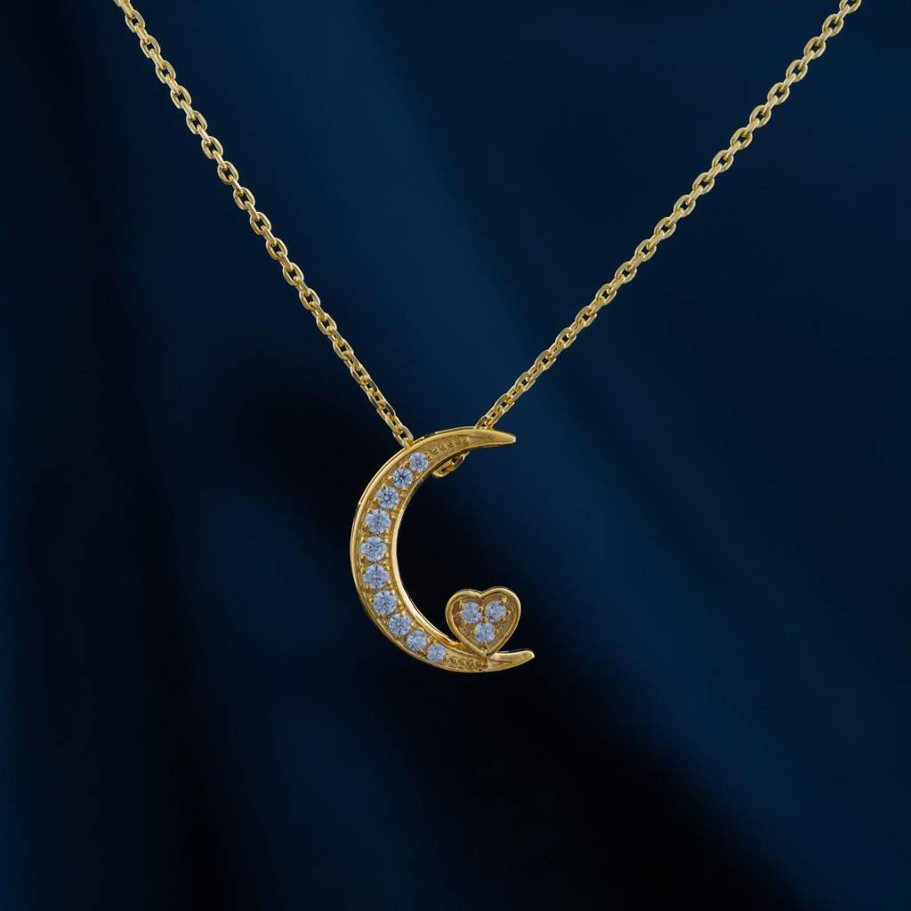 Golden Moon To Heart Necklace : ZLP-1138Y
