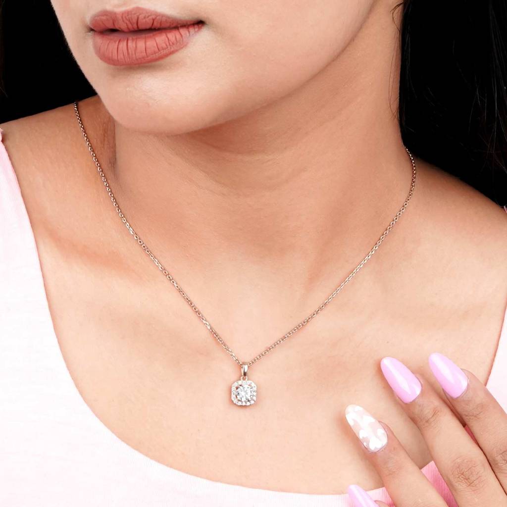 Rose Gold Halo Minimal Pendant : ZLP-1142R