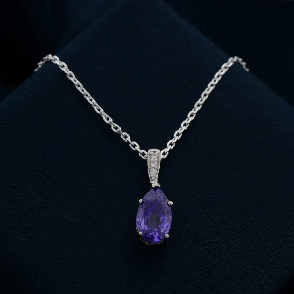 Silver Tanzanite Solitary Pendant : ZLP-1143