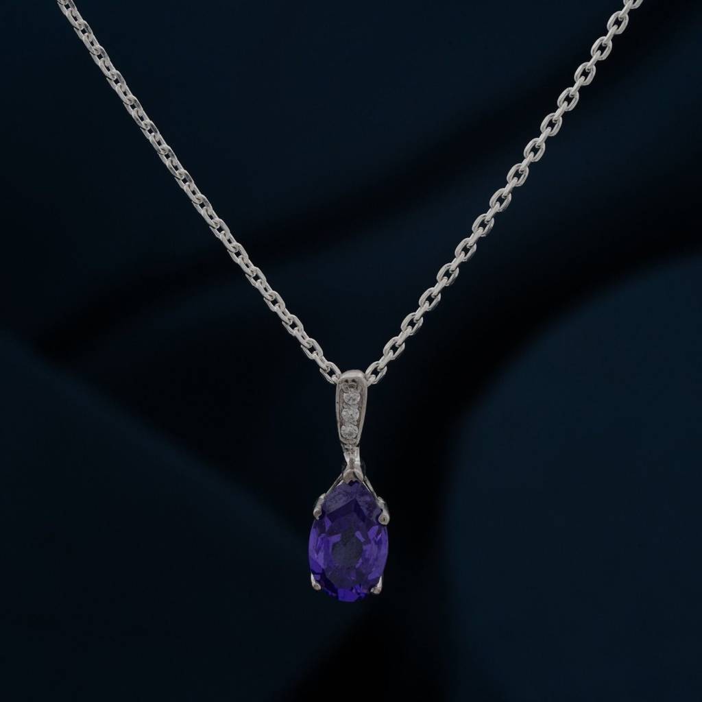 Silver Tanzanite Solitary Pendant : ZLP-1143