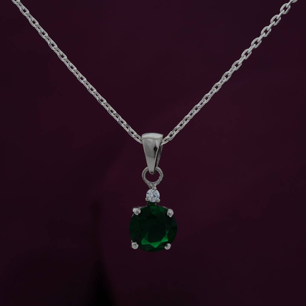 Silver Royal Green Classy Pendant : ZLP-1144