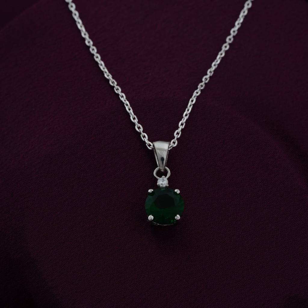 Silver Royal Green Classy Pendant : ZLP-1144